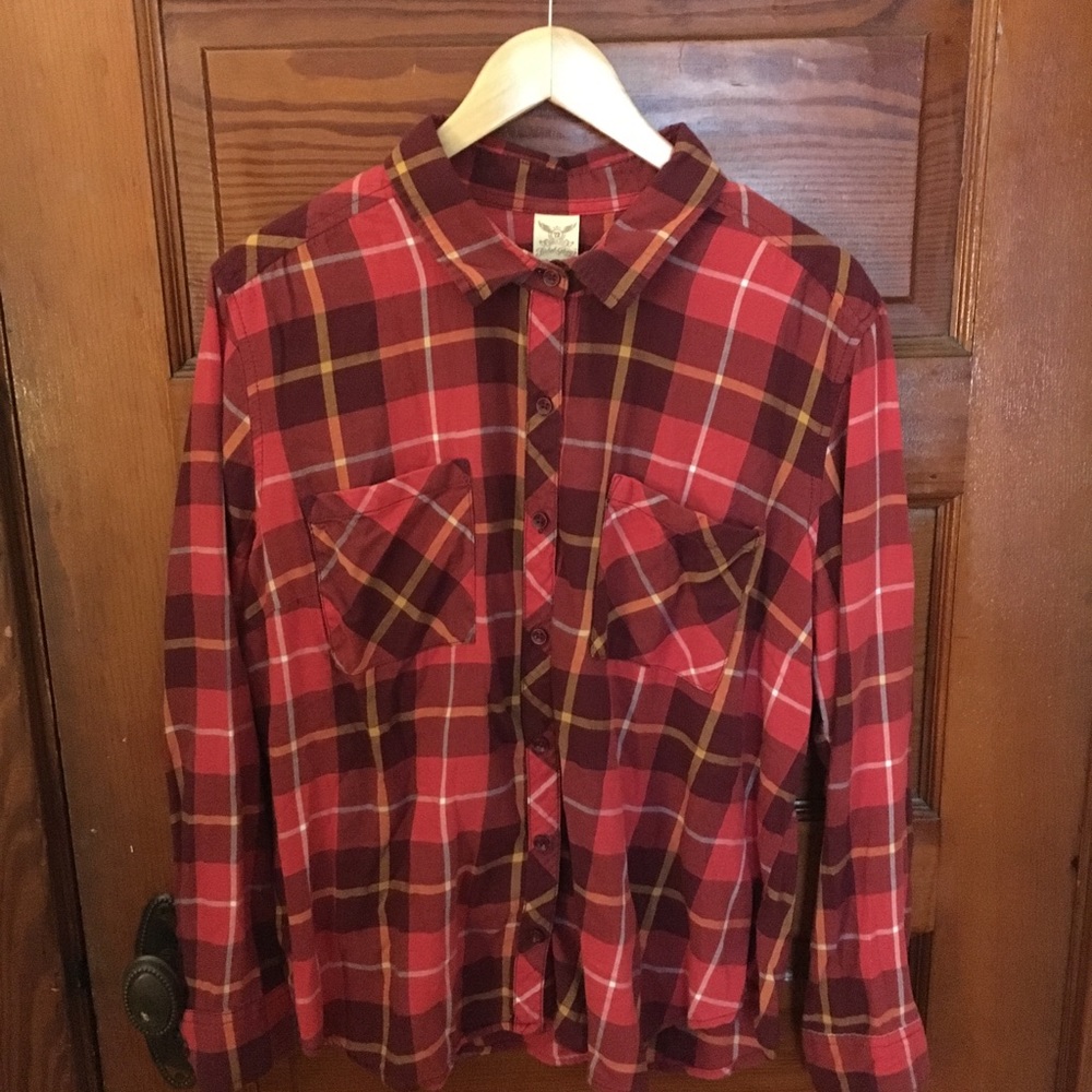 red plaid shirt